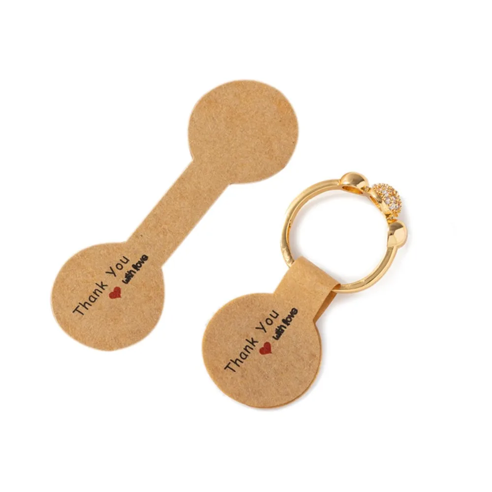 100Pcs/Lot Portable Jewelry Price Tag Brown Self Adhesive Barbell Stickers DIY Necklace Ring Bracelet Earring Jewelry Packaging