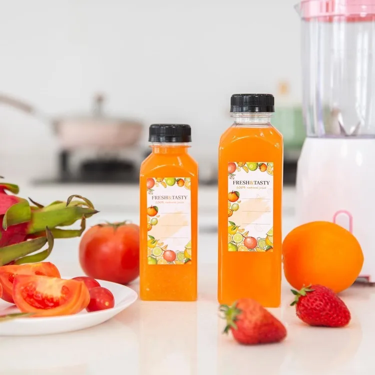 100pcs Juice Bottles, 12oz Plastic Bottles with Caps, Reusable Juice Bottle with Caps Clear Bulk Beverage Containers with