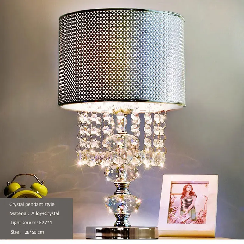 

Large Size Modern Fashion Creative Simple Crystal Table Lamp Living Room Study Bedroom Bedside Lamp With Switch Desk Lamp