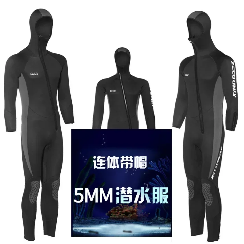 ZCCO New 5MM neoprene Diving Suit Thickened One Piece Long Sleeve Sunscreen Diving Surfing Suit Winter Swimwear Jellyfish Suit