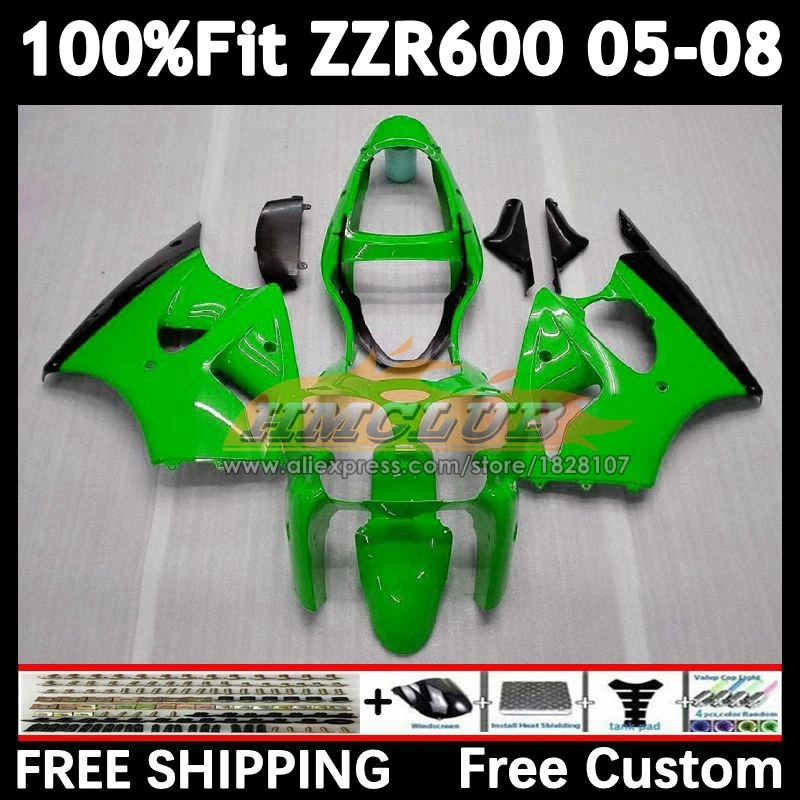 Injection Body For KAWASAKI NINJA green black 600CC ZZR600 154No.101 ZZR-600 ZZR 600 05 06 07 08 2005 2006 2007 2008 OEM Fairing