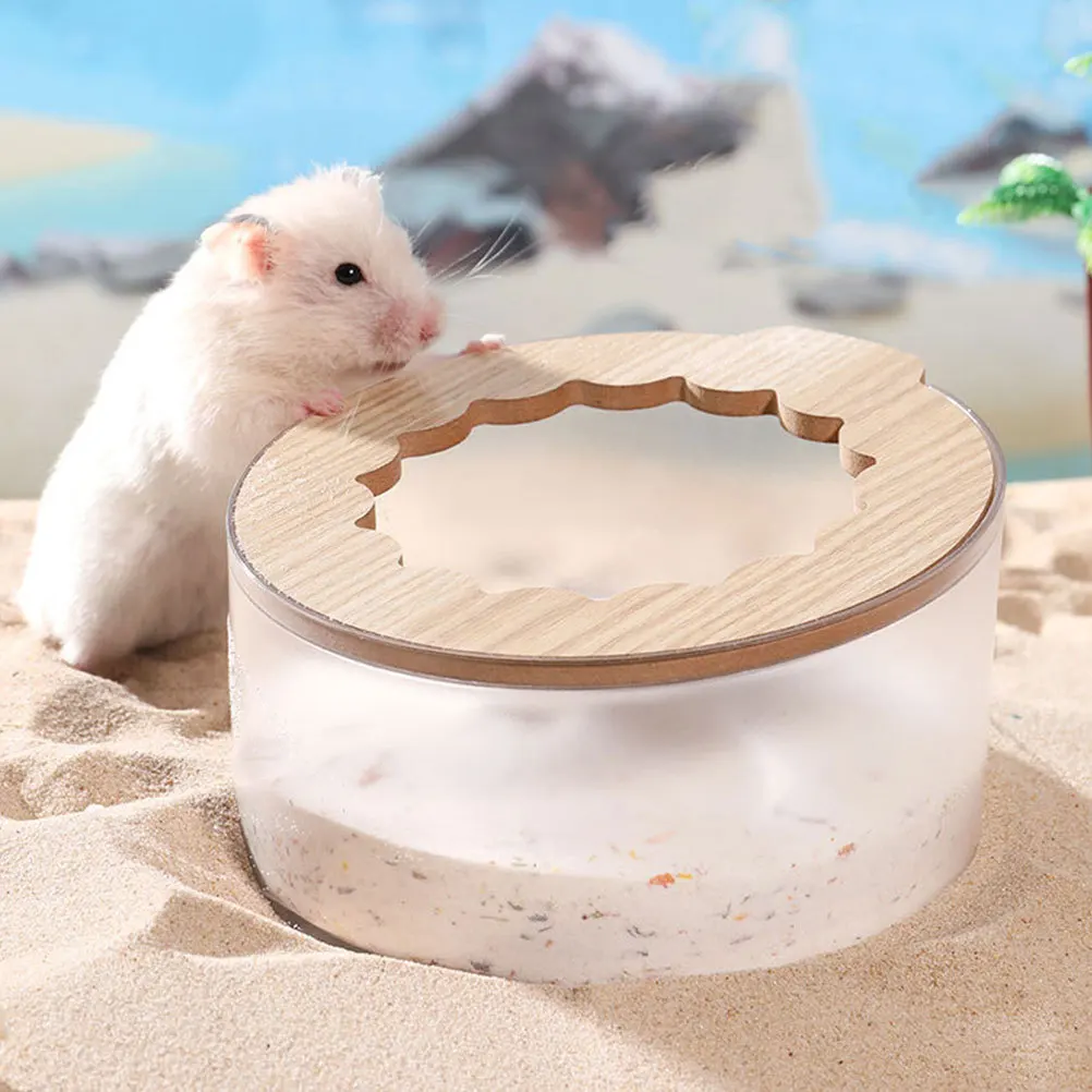 

Hamster Sand Bath Box Clear Small Pet Bathroom Rat Toilet Hamster Box Lid Easy Cleaning Bathing Supplies Guinea Pig Bath Holder