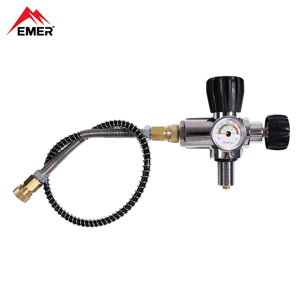 

EMER 6000psi 300Bar Cylinder Air Fill Station Refill Adapter High Pressure Tank Charging Valve Dual Scale Submersible Connector