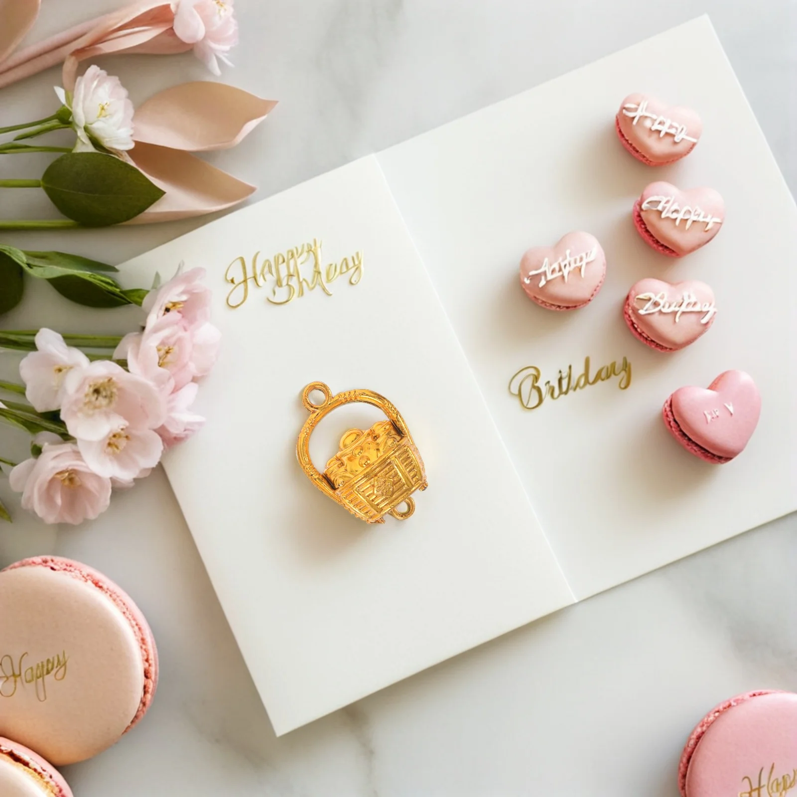 

Creative Small Flower Basket Hanging Decoration Charms for Crafting Golden Party Hangings