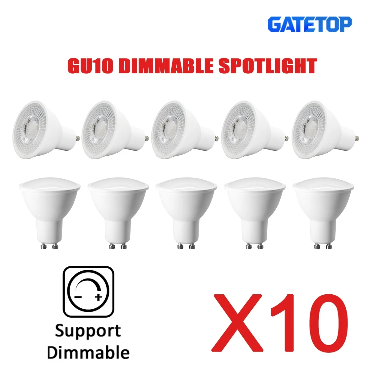 10pcs 3W 5W 6W 7W Dimmable LED GU10 Spot Light AC220V Energy Saving Dimming Bulb Lighting Can Replace the 30W 50W Halogen Lamp