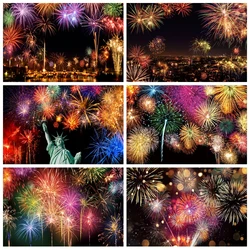 Happy New Year 2025 Backdrop City Night New Year Eve Fireworks Christmas New Year Family Photography Background Photo Studio