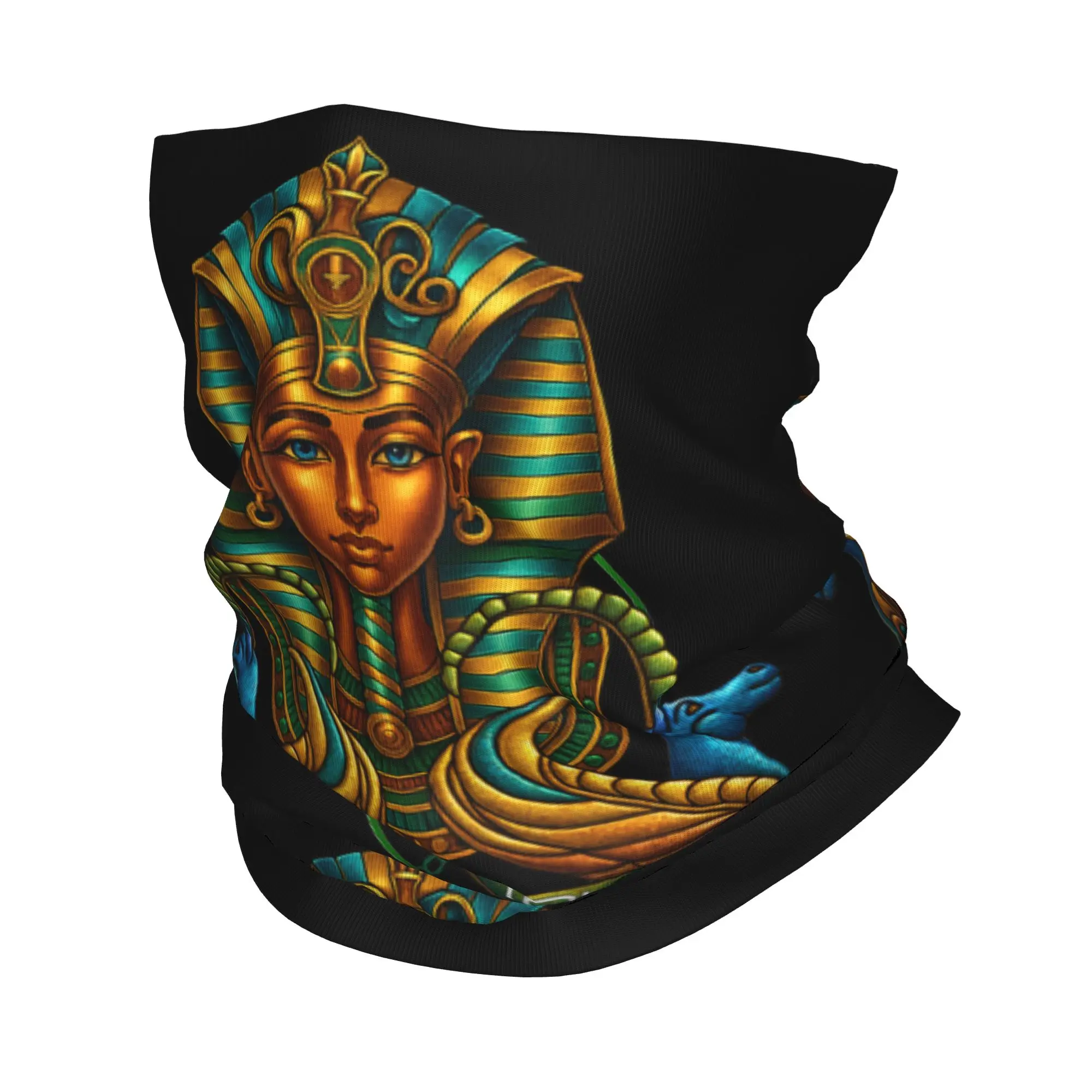 Pharaoh Ancient Egyptian Bandana Winter Neck Warmer Men Windproof Wrap Face Scarf for Hiking Hieroglyphs Gaiter Headband