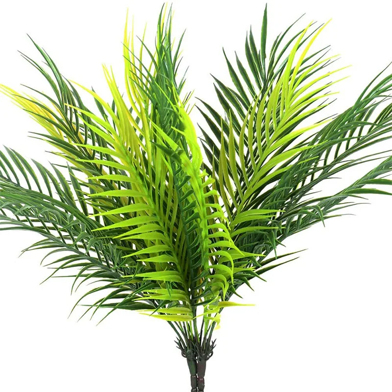 

50cm Artificial Plants Palm Tree Tropical Green Ferns Jungle Plant Plastic Fake Leaves For Home Garden Room Office Decorations