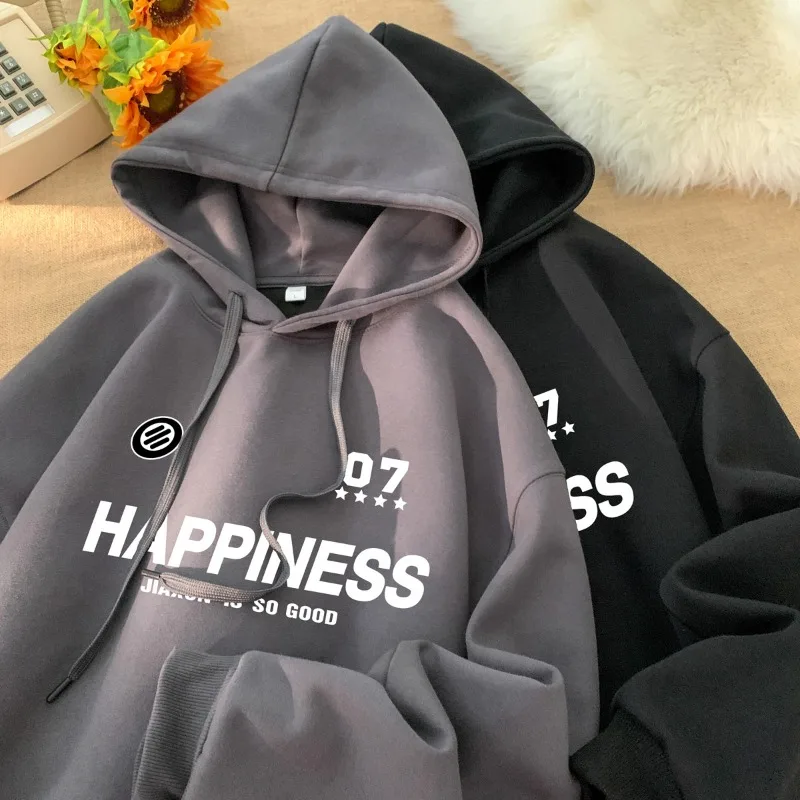 Oversized Men Hoodies Letter Print High Quality Hooded Sweatshirt Daily Basics Casual Walking Sweatshirt Spring Unisex Hoodie