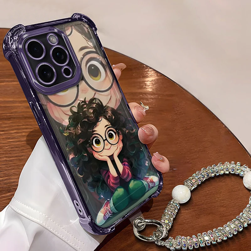 Curly haired girl Phone Case For Samsung Galaxy A55 A35 A25 A15 A54 A24 A33 A34 A73 5G A32 A52 A53 A12 A22 A03 A04 A05 soft