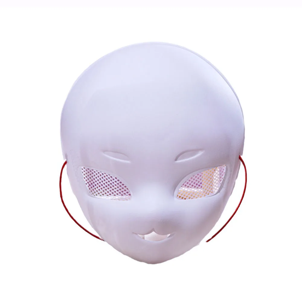 1pc Mesh Eyes Cute Full Face White Mask Matte DIY Blank PVC Masks Halloween Party Masquerade Cosplay Dress Up Props