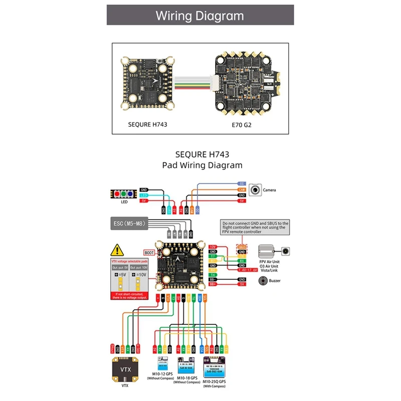 FBIL-H743 And E70 G2 Blheli 32 Stack 4-8S MPU6000 Flight Controller 70A 128K 4 In 1 ESC