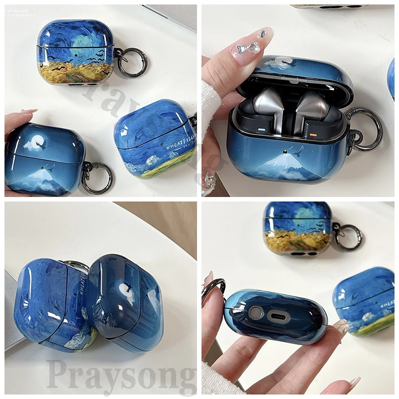 Buds 3 Pro Case for Samsung Galaxy Buds 3 Cover Van Gogh Buds3 Pro Wheat Field for Samsung Buds3 Box Cute Earbuds Charging Funda
