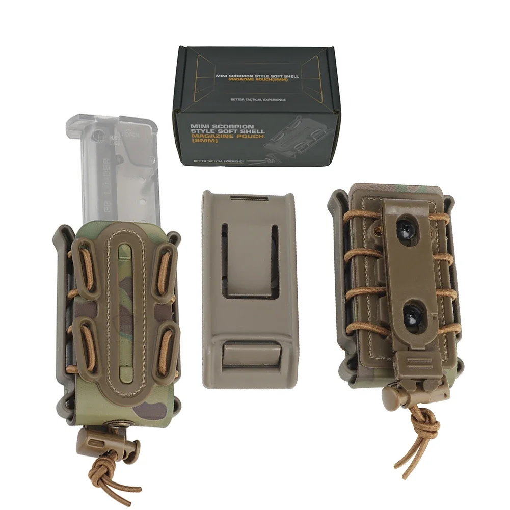 MINI Scorpion Soft Shell Magazine Pouch 9MM .40 .45ACP Pistol Molle Belt Clip Carrier for  Vest Webbing common belt