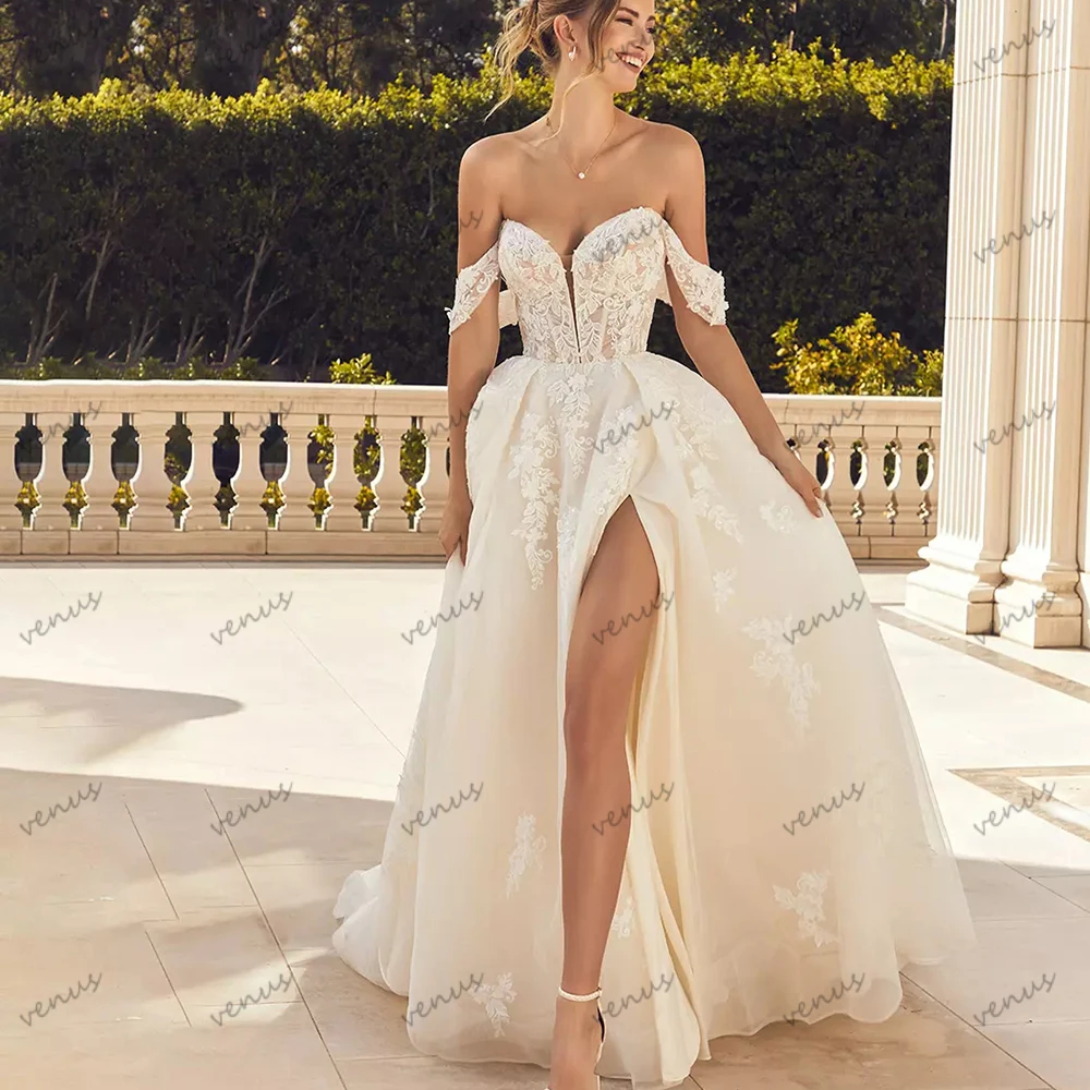 

Charming Wedding Dresses A Line Bridal Gowns Lace Appliques Off The Shoulder Robes Glamorous Vestidos De Novia Customized 2025