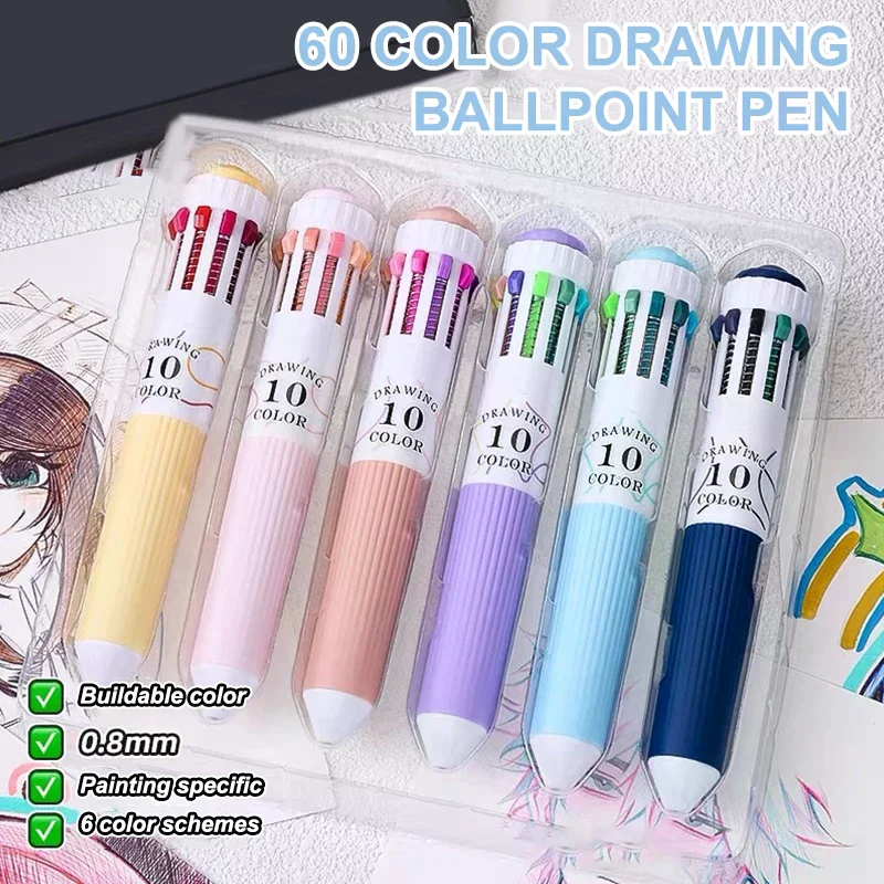 

6/3/1pc Ballpoint Pens Soft Grip Press Multicolor Writing Pen For Drawing Writing Office School Supplie Stationery