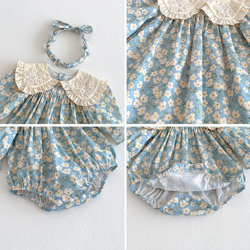 ZOETOPKID 2026 Neue Kinderkleidung Prinzessinnenkleider Baby-Strampler Langärmelig Baumwolle Spitze Patchwork 0-24M Mädchen Partykleid – Detail 8