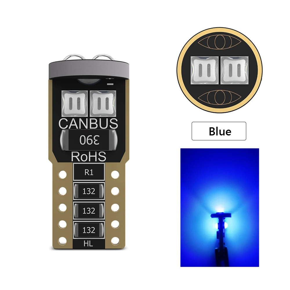10 Stuks T10 W 5W Led Lampen Canbus 3030 6smd Geen Fout Super Helder Interieur Dome Lamp Vrije Kentekenplaat Licht Wit Blauw 12V
