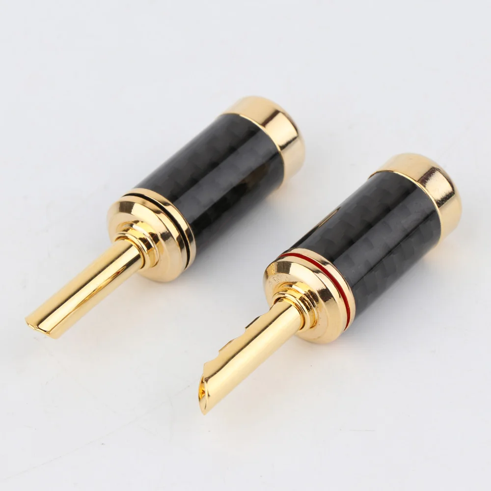 High Quality 8 Pcs Hifi BFA Gold/Rhodium plated banana plug Carbon fiber audio speaker cable banana connector