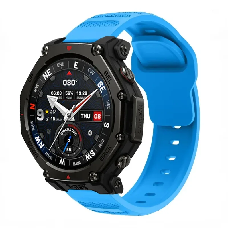 22/20mm Sports Silicone Strap For Amazfit T-Rex3 Pro 48mm 44mm/Active 2/Bip 6-5 Breathable Bracelet Samsung Galaxy Watch 7 6 5 4