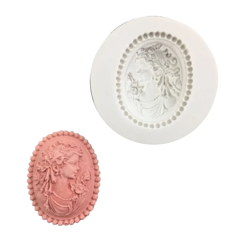 Queens Portrait Seal Fondant Mold Oval-Frame Silicone Mold for Cake Decorating Drop Shipping