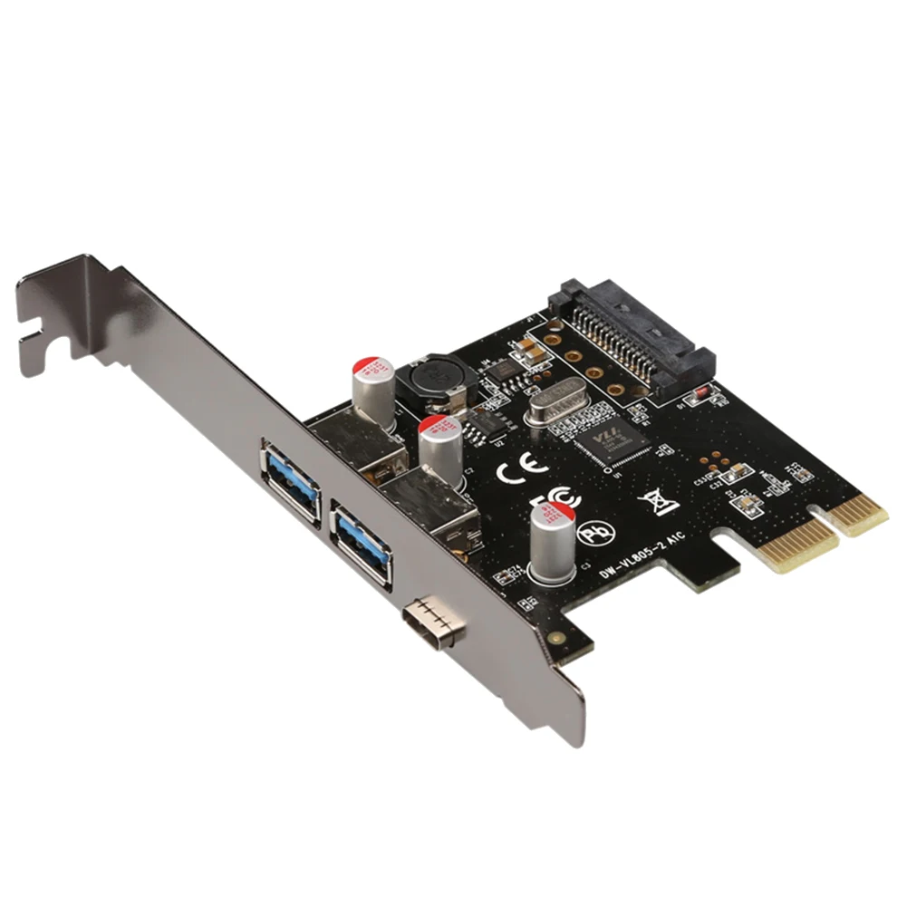 Pcie-USB 3.1タイプC拡張カード,デスクトップ用,pci Expressライザー,1タイプCおよび2, 3.0 USBアダプター