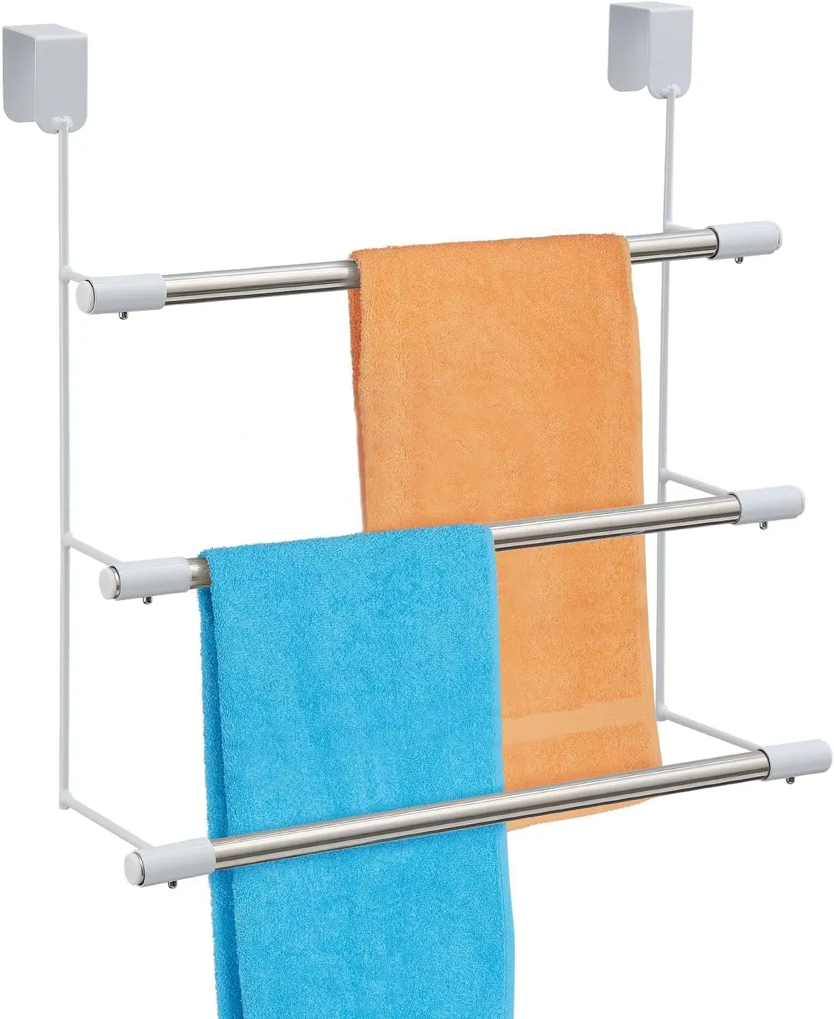 

Over The Door Towel Racks for Bathroom, 3-Tier Stainless Steel Organizer Bars Behind Door, Glass Shower Room Door Towel