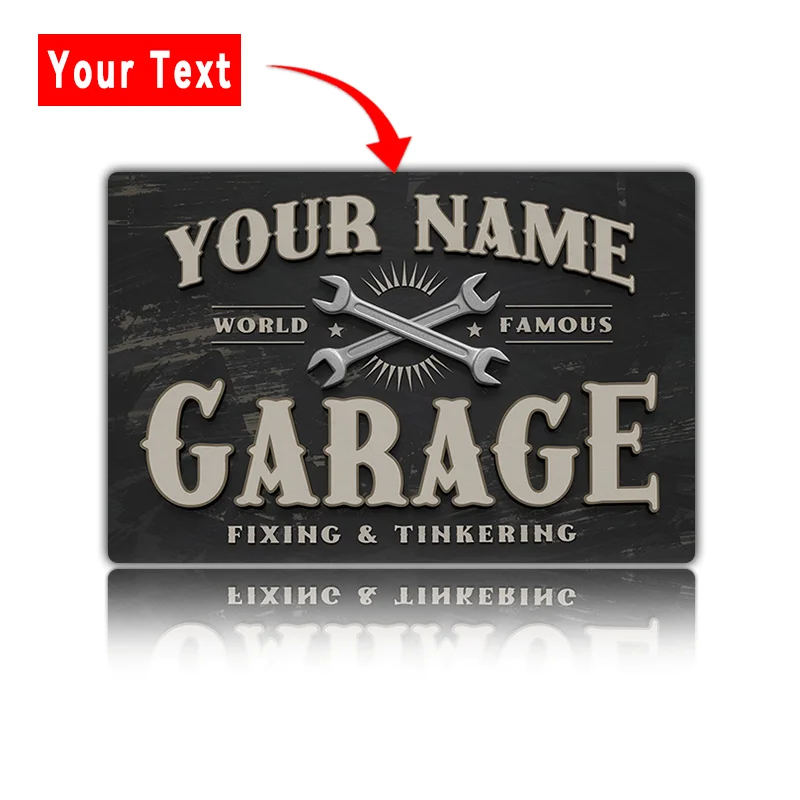Custom Aluminum Garage Sign, Personalized Metal Plate , Renowned Repair Shop Sign, Measuring 8X12 Inches,  for Home Decoration