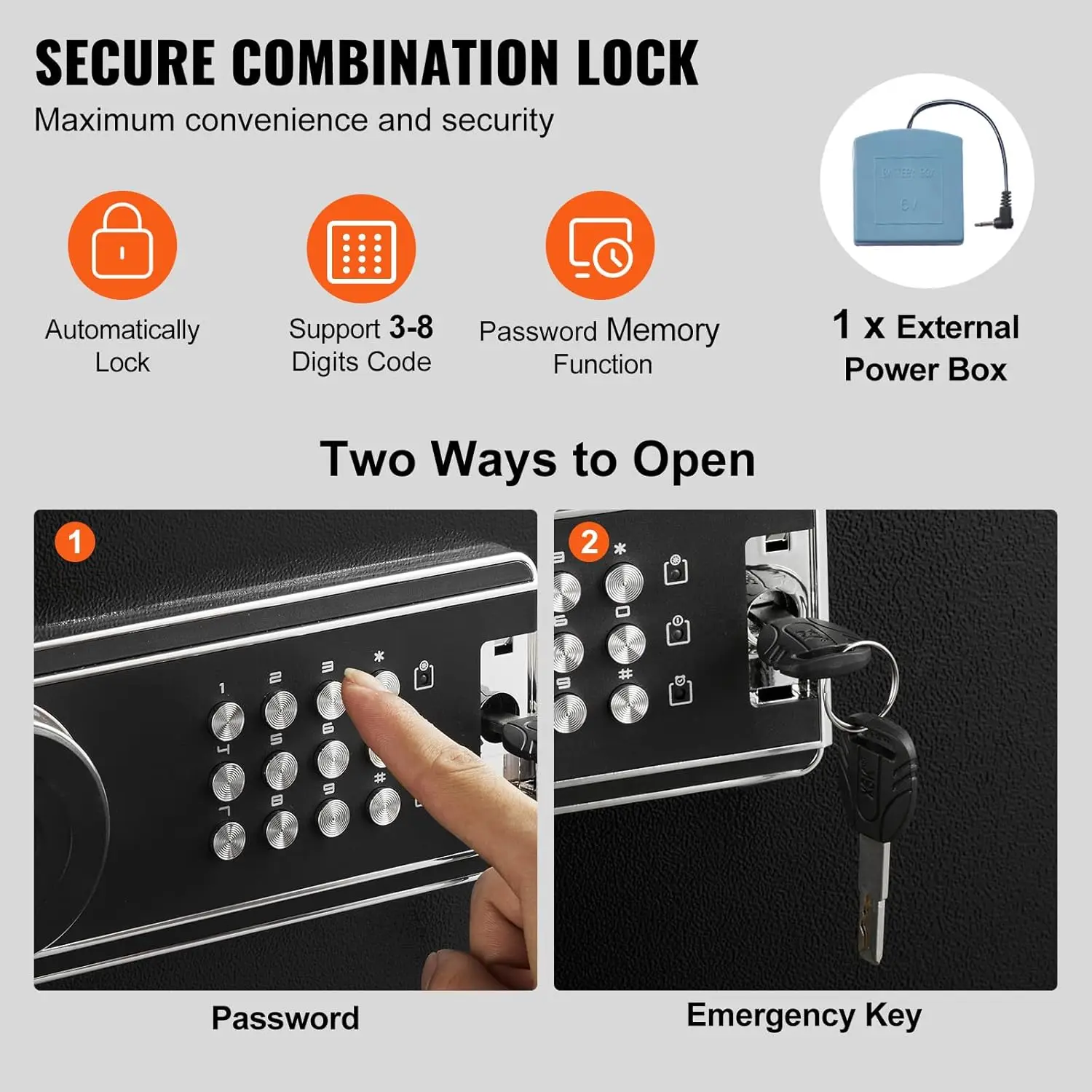 Rifle Safe with Digital Keypad, Tall Gun Storage Cabinet with Removable Shelf, Quick Access for Home Shotguns and Rifles