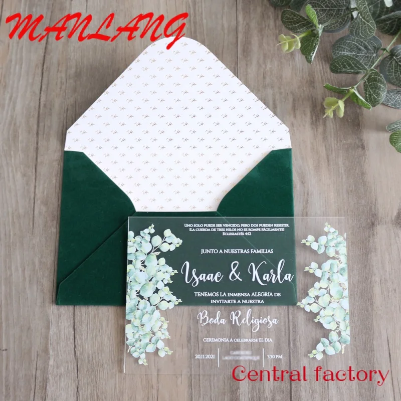 Custom  High End Custom Printing Acrylic Wedding Invitation