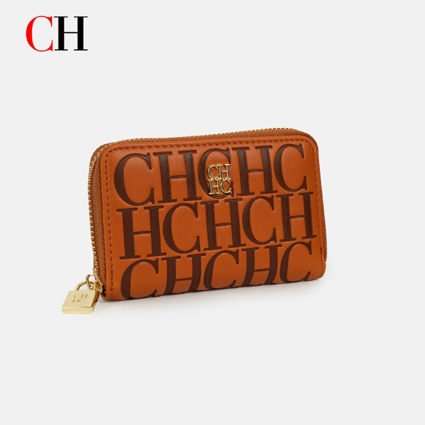 CH Women Short Wallet Embossed Letter PU Leather Zipper Purse 2026 New Fashion Small Coin Card Holder Luxury Clutch