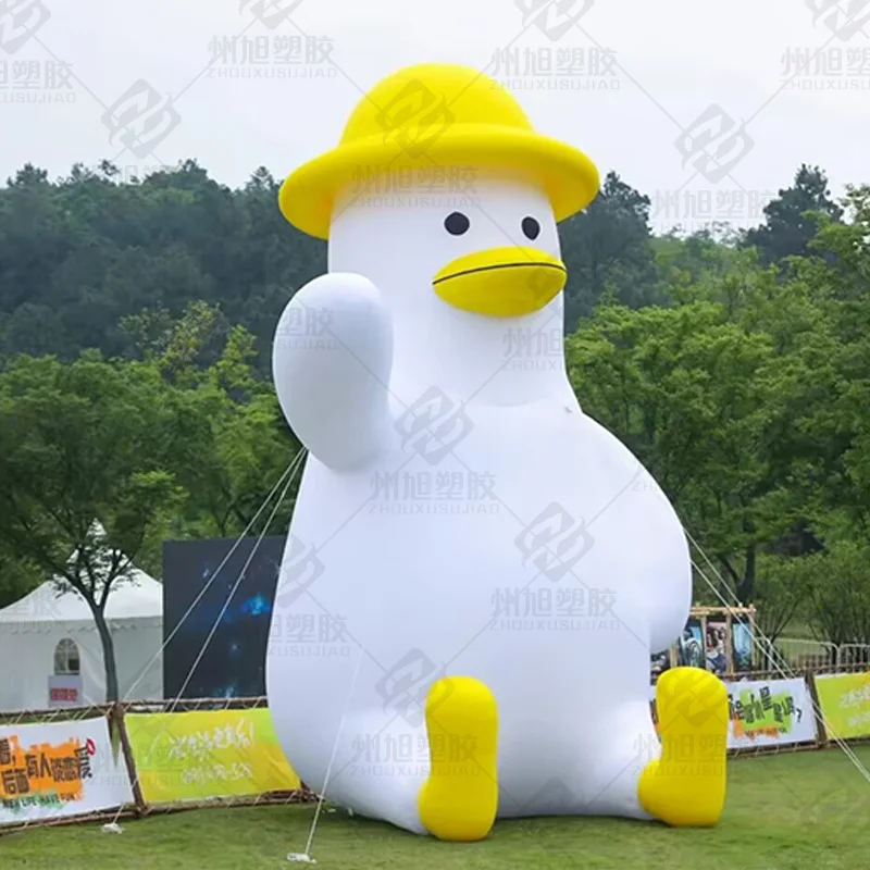 

Надувная утка с воздуходувкой, желтая утка и оранжевая утка-рюкзак, уличный квадрат/парковое рекламное украшение для мероприятий