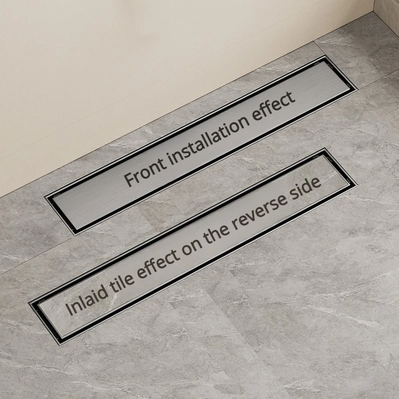 304 Stainless Steel Invisible Long Floor Drain, Gold Can Be Inlaid With Ceramic Tiles, Rectangular Large Displacement, Deodorant