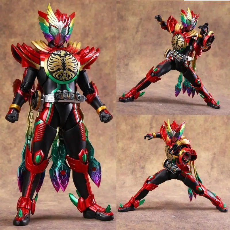 Anime mascarado piloto modelo kamen rider ooo figuras gk estátua pvc coleção figura de ação ornamento brinquedos 16cm mangá estatueta presente