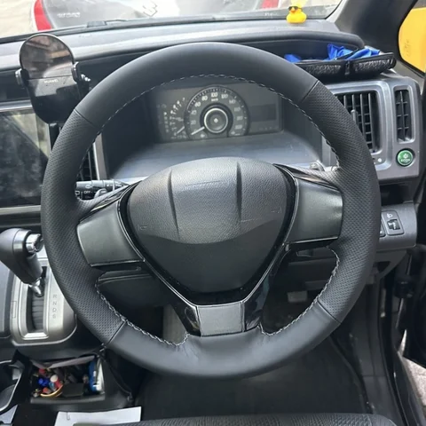DIY черный кожаный чехол на руль из искусственной микрофибры для Honda Stepwgn RK автомобильные аксессуары