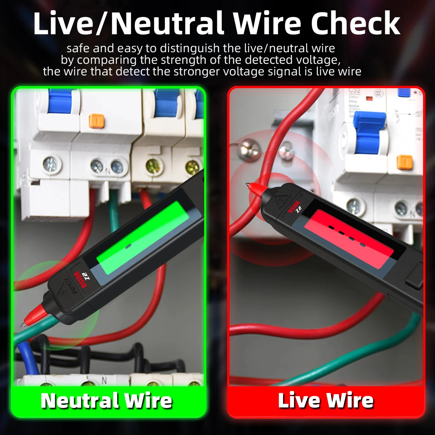 Z2 Digital AC Voltage Detector Tester Indicator Electric Pen DC AC Breakpoint 0~300V Non-Contact Live Wire Test with Flashlight