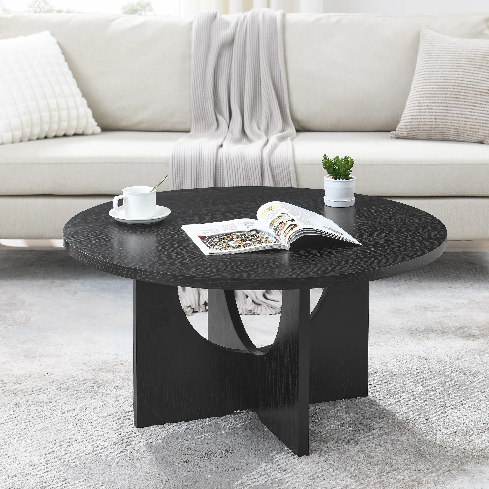 Modern Minimalist Coffee Table, Solid Wood Nordic Style | Simple Design for Living Room, Office, Home & Small Spaces