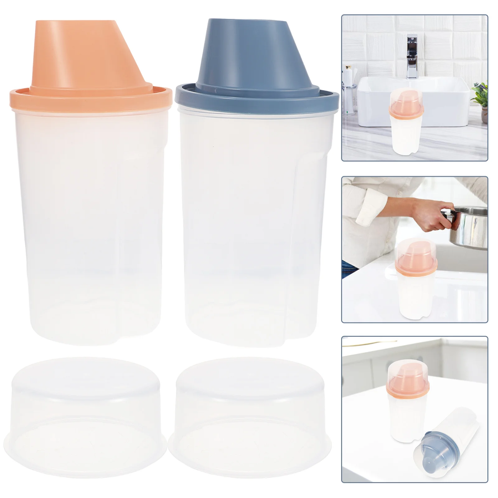 

2pcs Laundry Powder Storage Box Reusable Sub Bottle For Shampoo Lotion Body Wash Shower Gel Refillable Empty Container