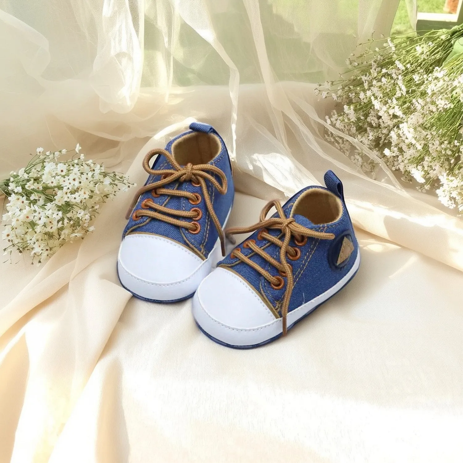 

Male baby canvas shoes baby walking shoes 0-6-12-18 months denim shoes breathable and non slip