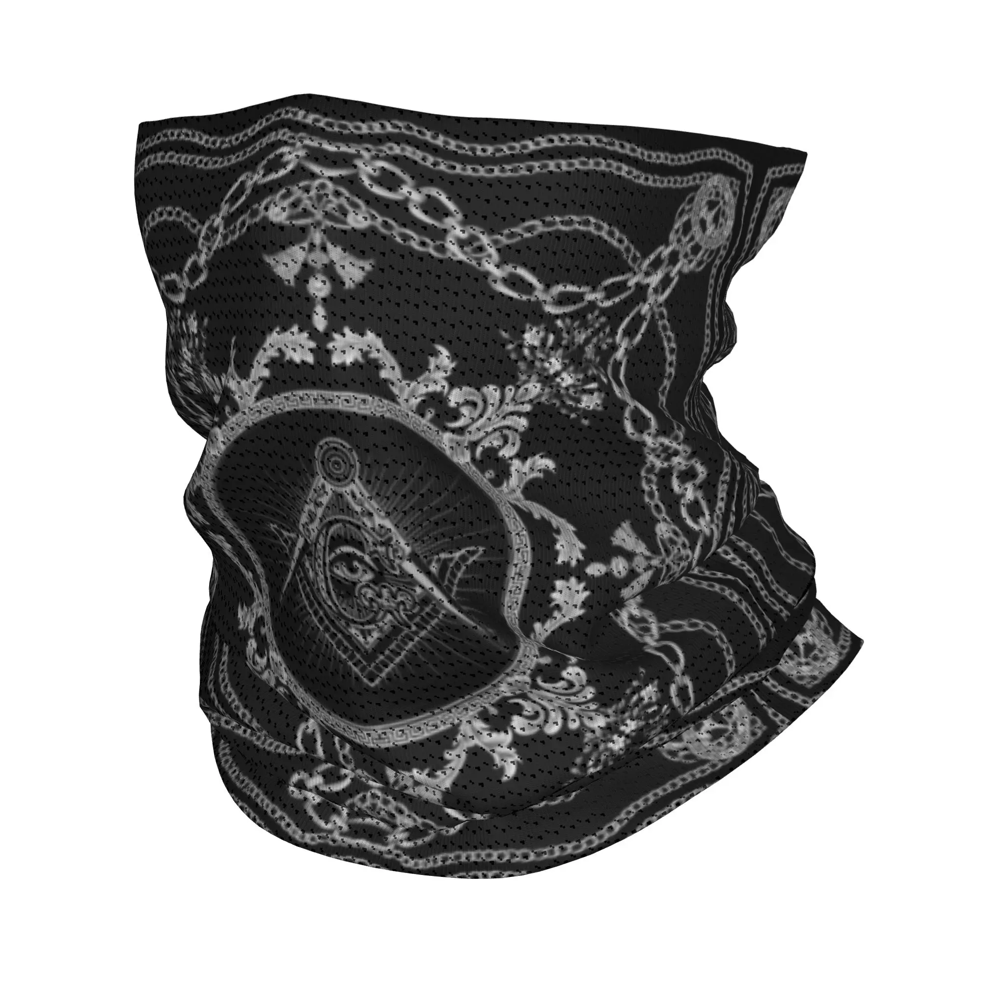 Custom Freemasonry Baroque Art Bandana Neck Gaiter for Hiking Cycling Women Men Wrap Scarf Masonic Mason Balaclava Warmer