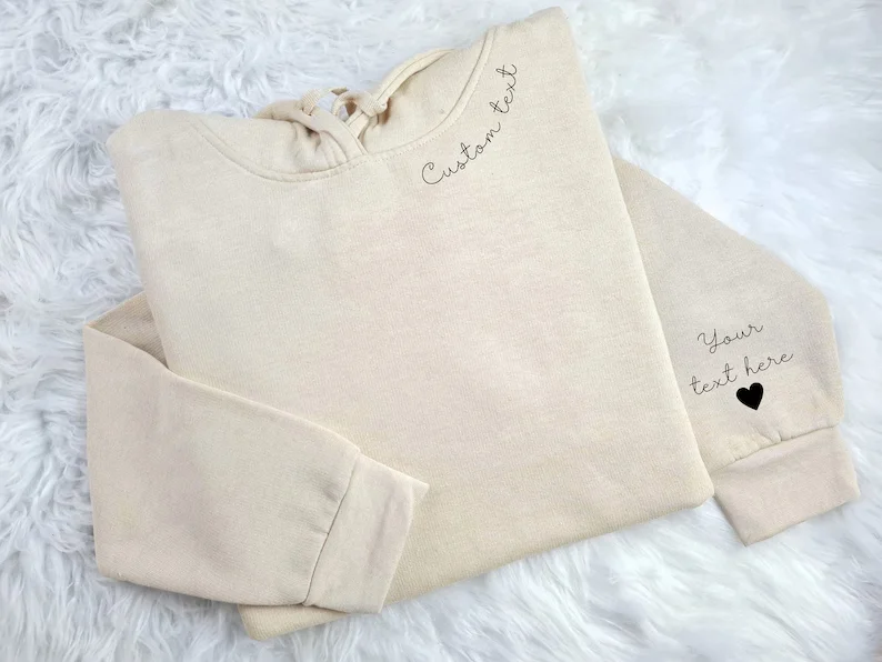 Benutzerdefinierte Hoodies, personalisierte Namen/Text auf Hals und Ärmel bedruckter Kapuzenpullover, Vatertags-Pullover, Unisex-Oberteile, passender Familien-Hoodie