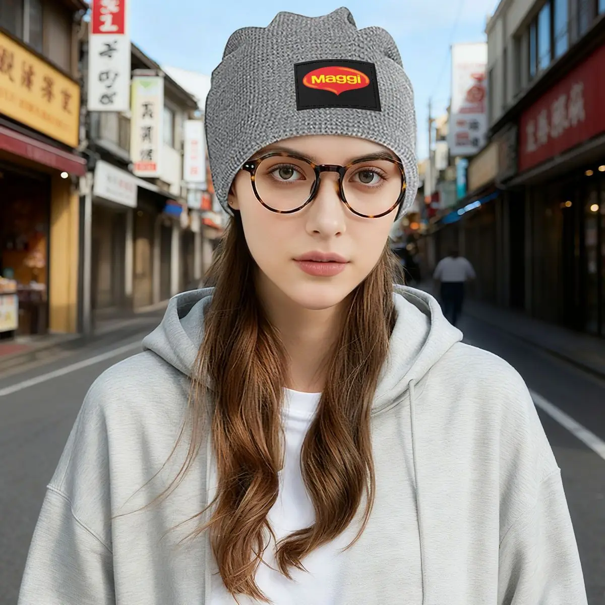 Lifetime Maggi Waffle Knit Fleece Lined Beanie with PU Leather Patch Unisex Warm Winter Soft Cap