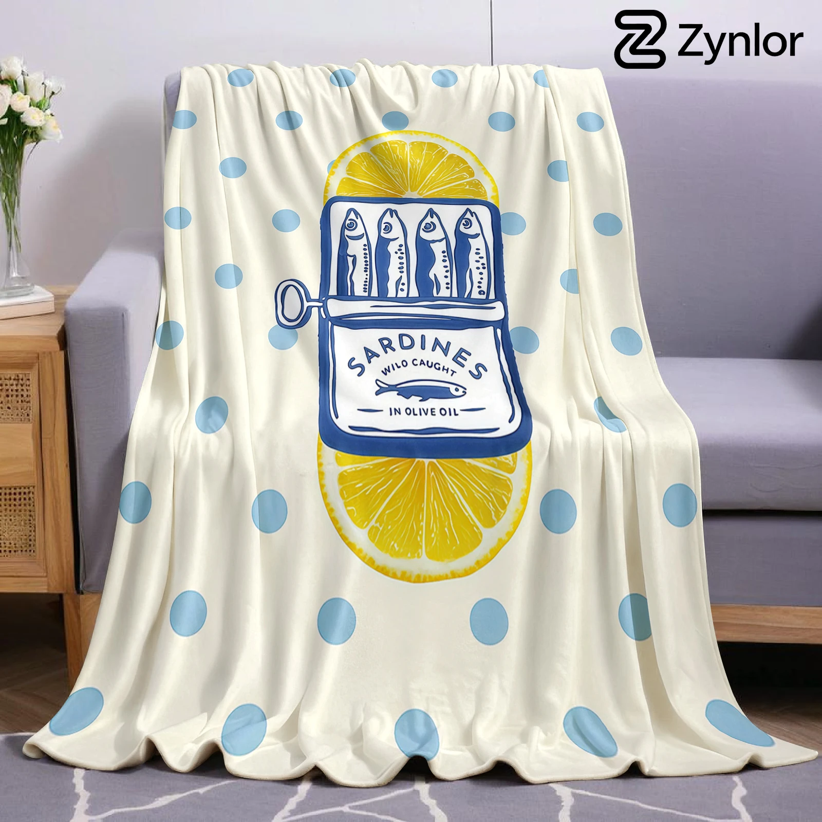 Sardine Lemon Polka Ultra Soft Sherpa Fleece Blanket Fluffy Warm Halloween Cozy Throw for Sofa Couch Bedroom Gift All season