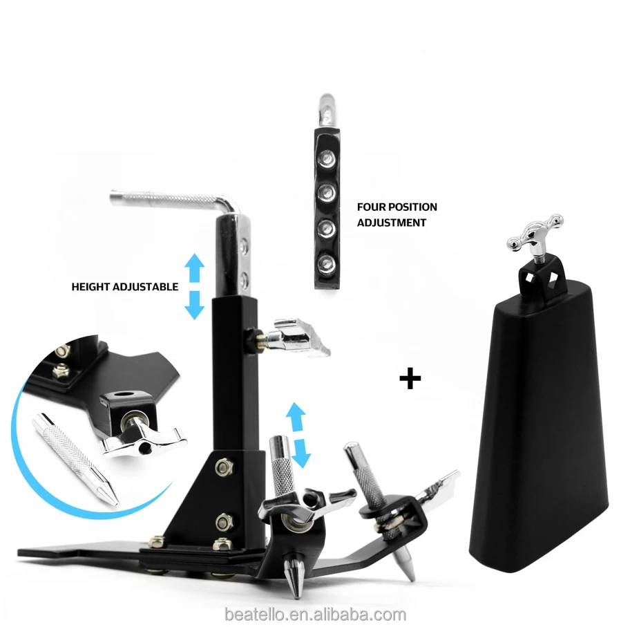

Beatello Brand Cowbell Black Cowbell Pedal Mounting Bracket Set Multifunctional Small Percussion Instrument Mounting Accessories
