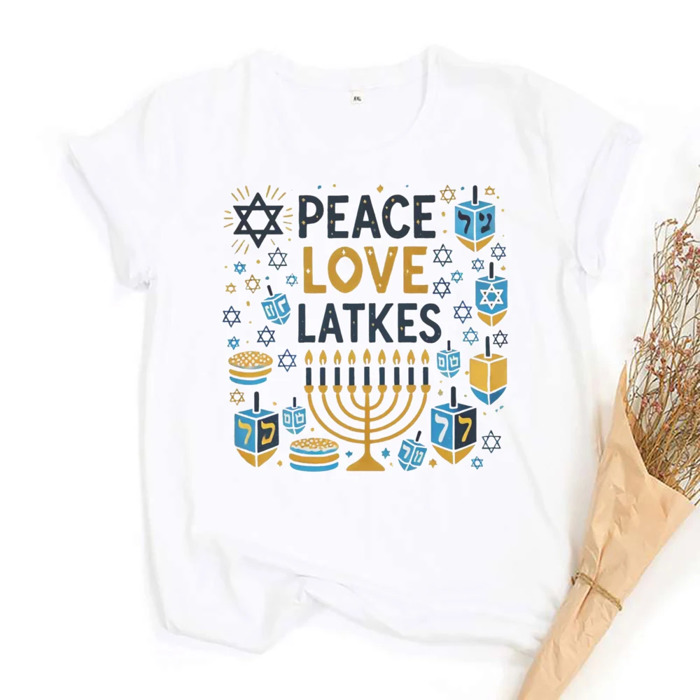 Happy Challah Days Printed Women Shirt Jewish Holiday Female T-shirt Outfit Hanukkah Girls Retro Clothes Short Sleeve Tee Tops