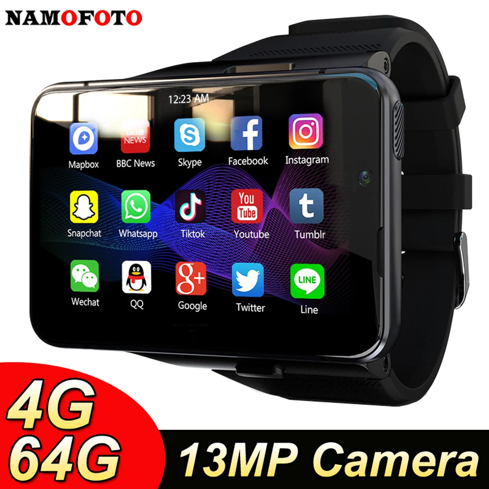 

2.88'' Square 4G Lte Smart Watch Men Strap Detachable 4GB RAM 64GB ROM 2300mAh 13MP Camera SIM Card Wi-Fi GPS Sports Smartwatch