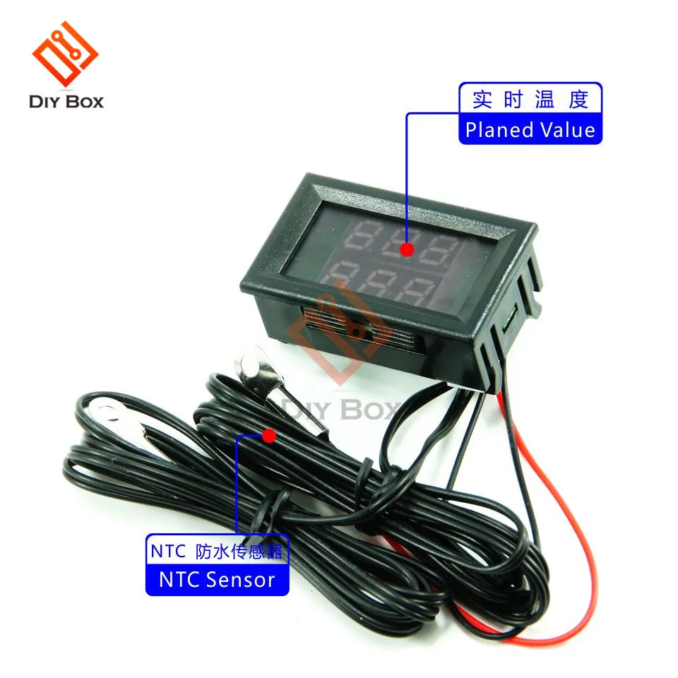 DC 4V-28V Mini Dual Display Termômetro Digital W/ Dual NTC Waterproof Metal Probe Tester Sensor de Temperatura para sala de carro Interior