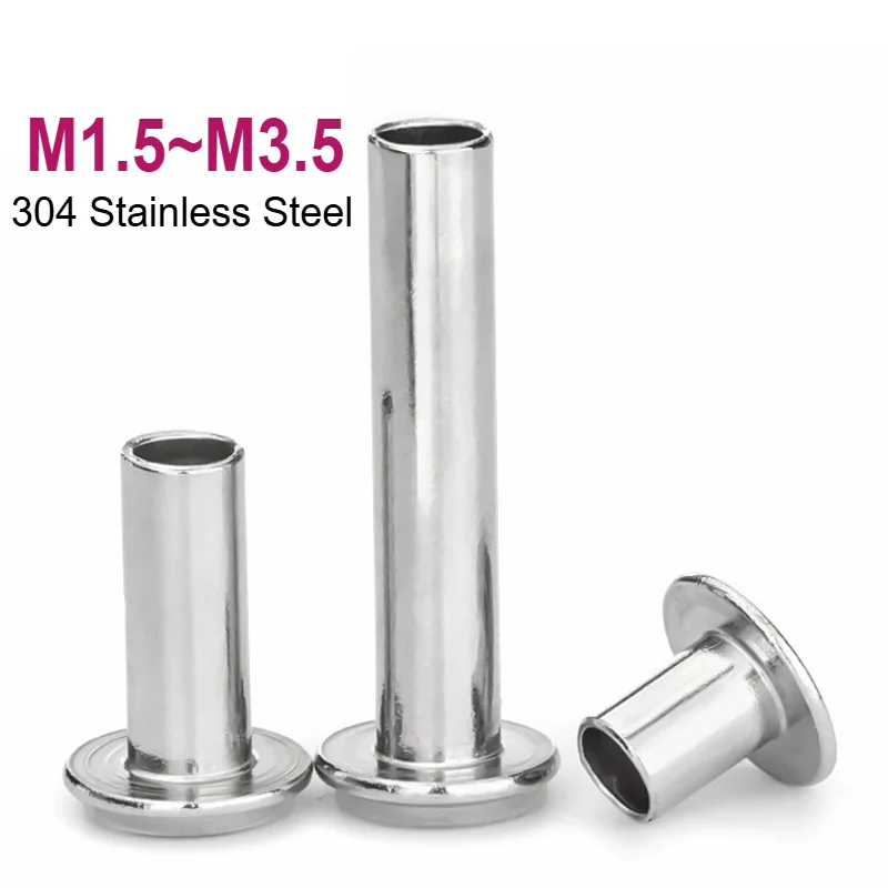 M1.5 M1.7 M2 M2.5 M3 M3.5 304 Stainless Steel Round Flat Button Truss Head Half Semi Hollow Shank Rivet Screw Screw L=3~40mm
