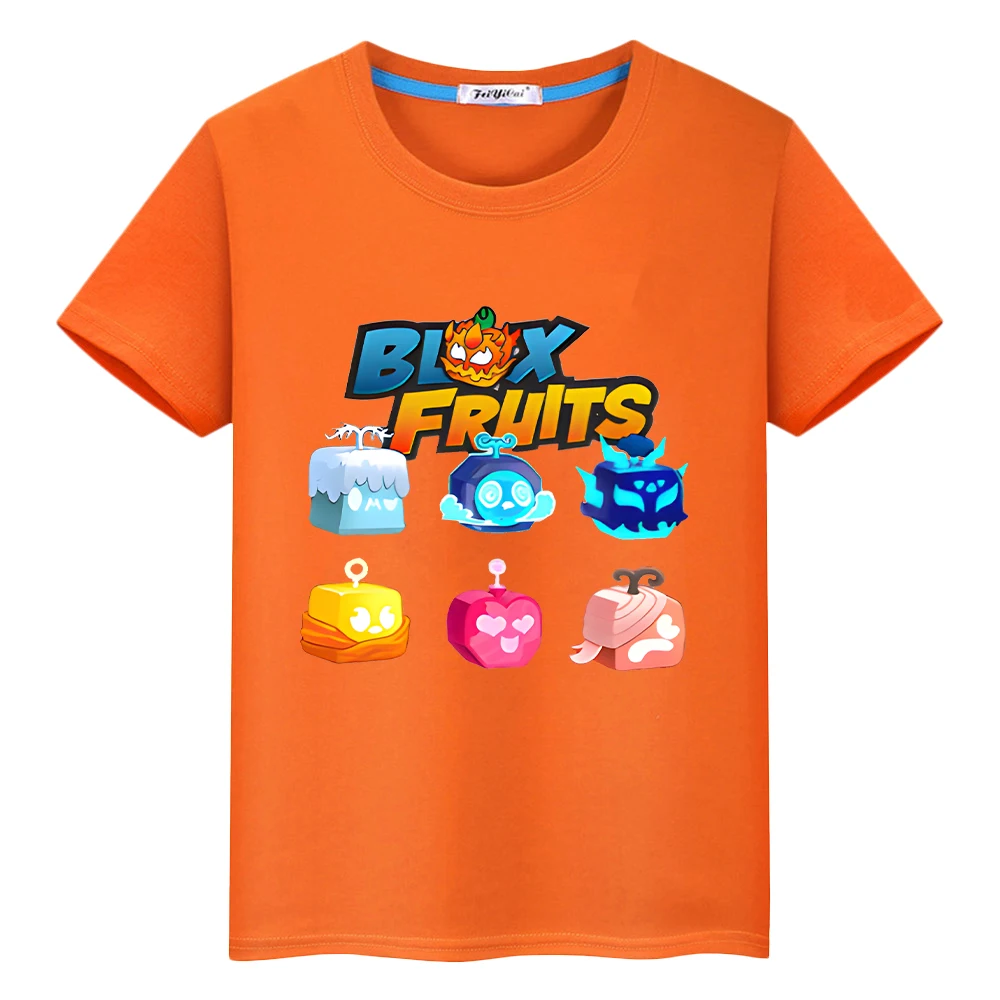 New Game Blox Fruits t shirt for kids boy 10years 100%Cotton Short Tops y2k one piece anime Tees pride tshirt kids clothes girls