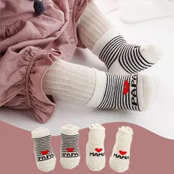 Calcetines de algodón suave para bebé, medias de suelo para niño y niña de 0 a 6 meses, a rayas, primavera y otoño